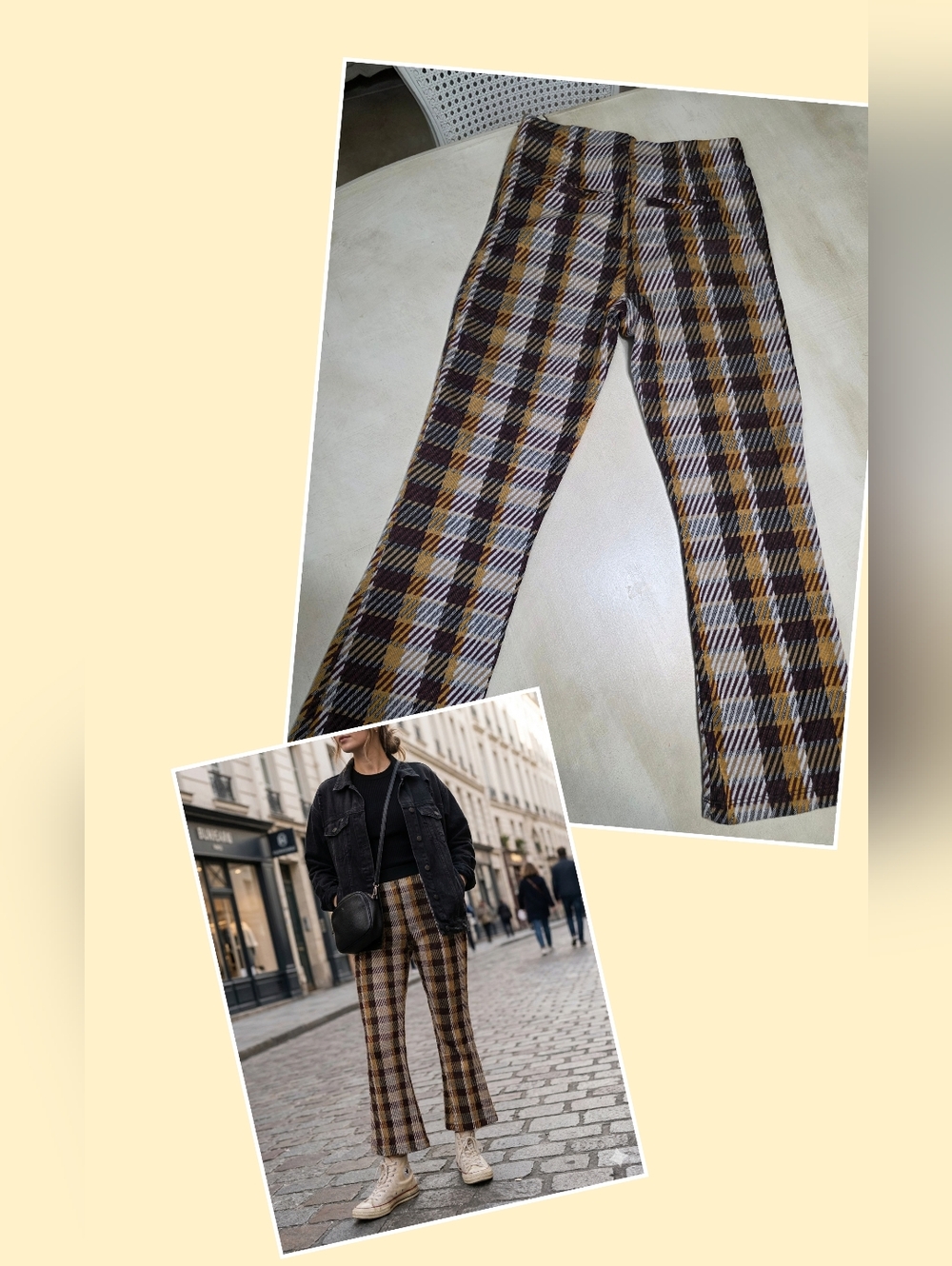 Free People Chloe Plaid Flare Pants - PETITE / SHORT Inseam Small